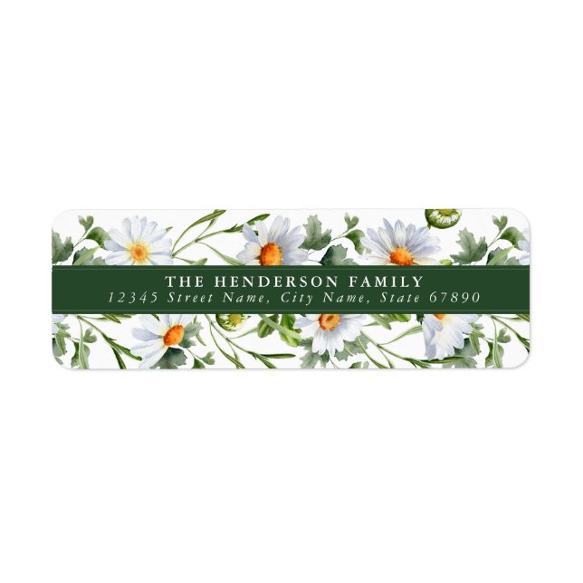 White Daisy Flowers Return Address Labels (Vorne)