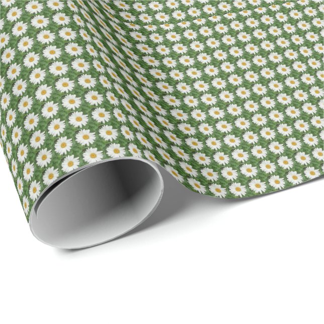 White Daisy Geschenkpapier (Rolleneckpunkt)
