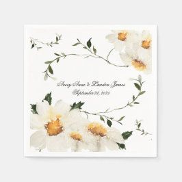 White Daisy Greenery Personalisierte Hübsche Hochz Serviette