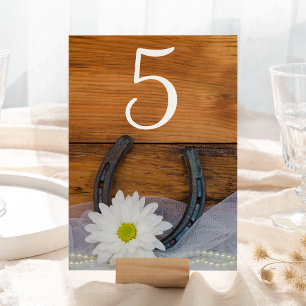 White Daisy Horseshoe Western Wedding Tischnummer