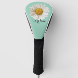 White Daisy mit Individuelle Name Light Aquamarin Golf Headcover