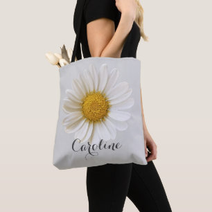 White Daisy mit Individuelle Name Light Gray Tasche