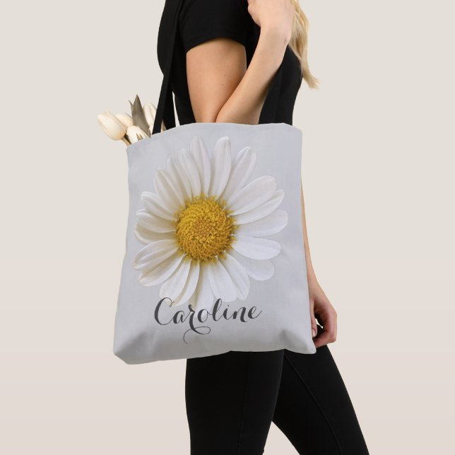 White Daisy mit Individuelle Name Light Gray Tasche (Von Nahem)