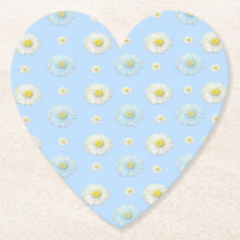 White Daisy Muster auf Light Blue Heart