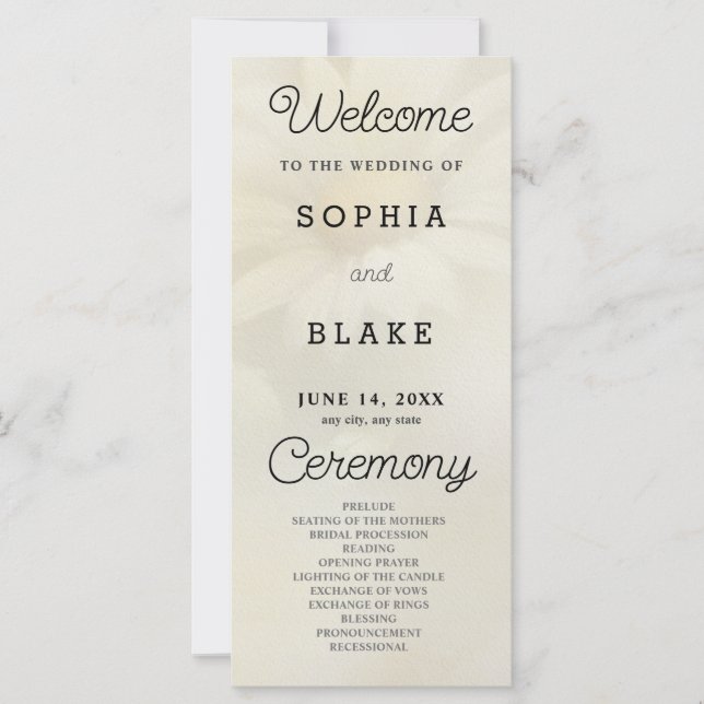 White Daisy Pale Yellow Wedding Programme (Devant)