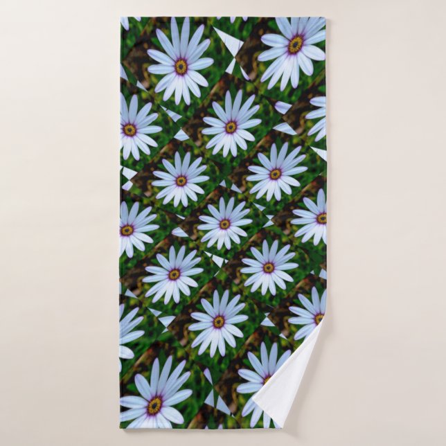 White Daisy Pattern Badehandtuch (Badehandtuch)