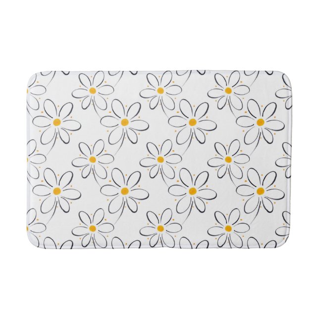 White Daisy Pattern Badematte (Vorderseite)