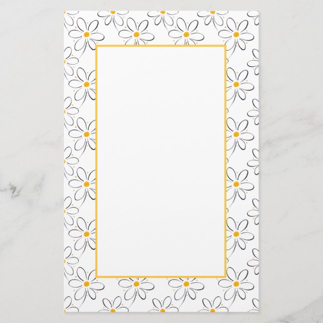 White Daisy Pattern Briefpapier (Vorderseite)