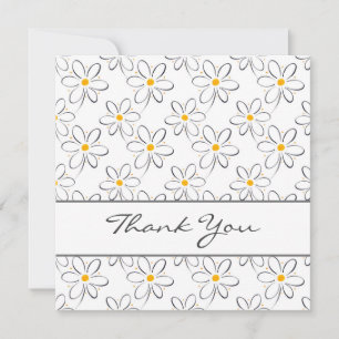 White Daisy Pattern Dankeskarte