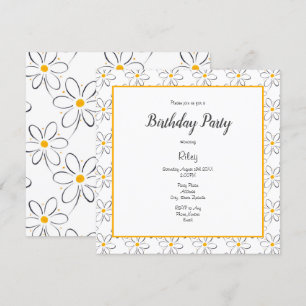 White Daisy Pattern Einladung