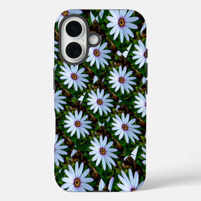White Daisy Pattern iPhone 16 Hülle (Rückseite)