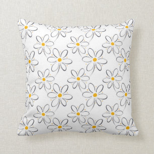 White Daisy Pattern Kissen