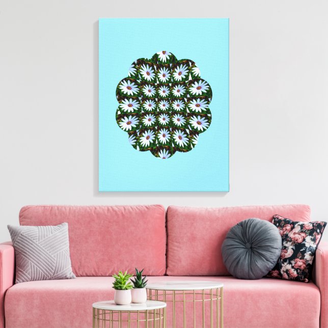 White Daisy Pattern Leinwanddruck (Insitu (Wohnzimmer))