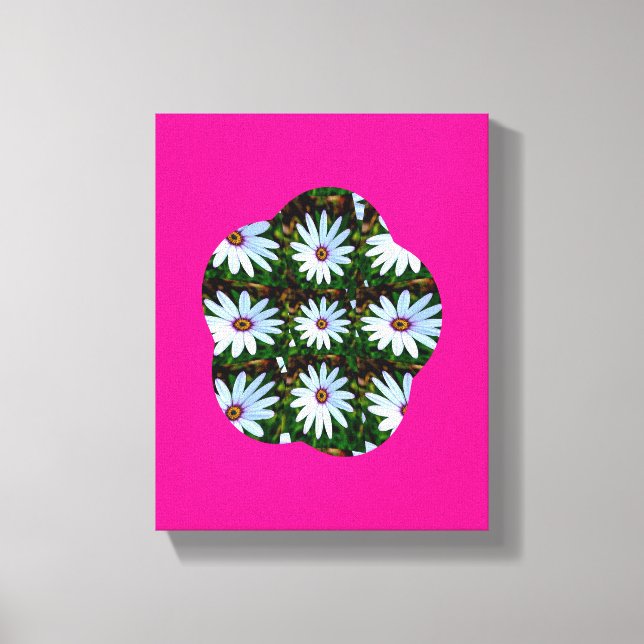 White Daisy Pattern Leinwanddruck (Vorderseite)