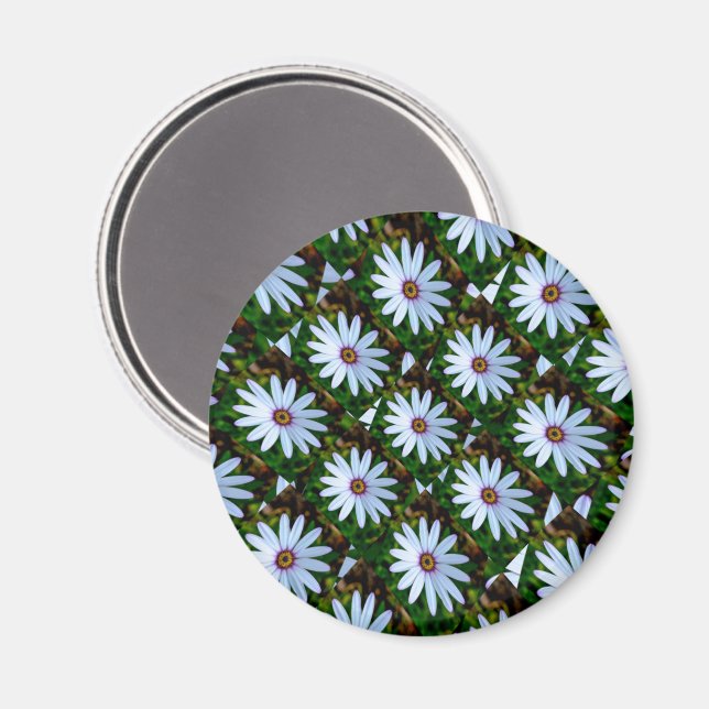 White Daisy Pattern Magnet (Vorderseite/Rückseite)