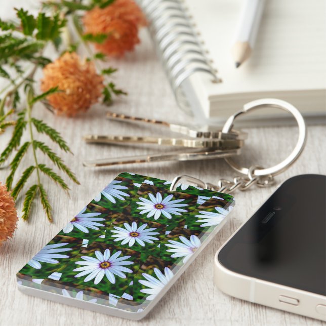 White Daisy Pattern Schlüsselanhänger (Vorderseite rechts)