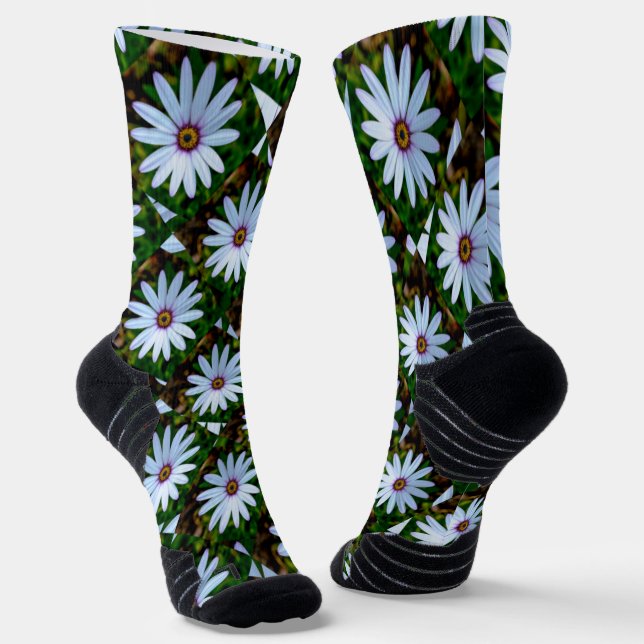 White Daisy Pattern Socken (Gewinkelt)