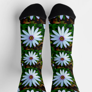 White Daisy Pattern Socken