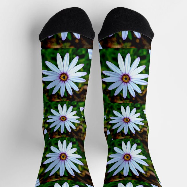 White Daisy Pattern Socken (Oben)
