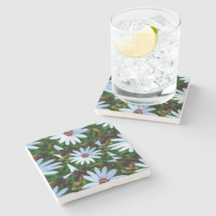 White Daisy Pattern Steinuntersetzer