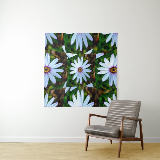 White Daisy Pattern Wandteppich (Beispiel)