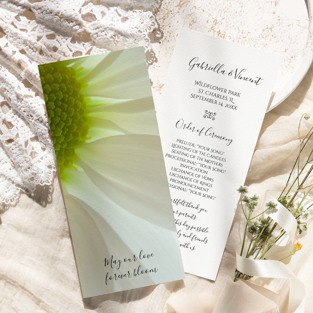 White Daisy Petals Wedding Program Programm (Von Creator hochgeladen)