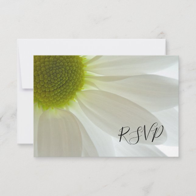 White Daisy Petals Wedding RSVP Response Card Karte (Vorderseite)