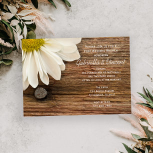 White Daisy und Barn Wood Post Hochzeitsfeier Einladung
