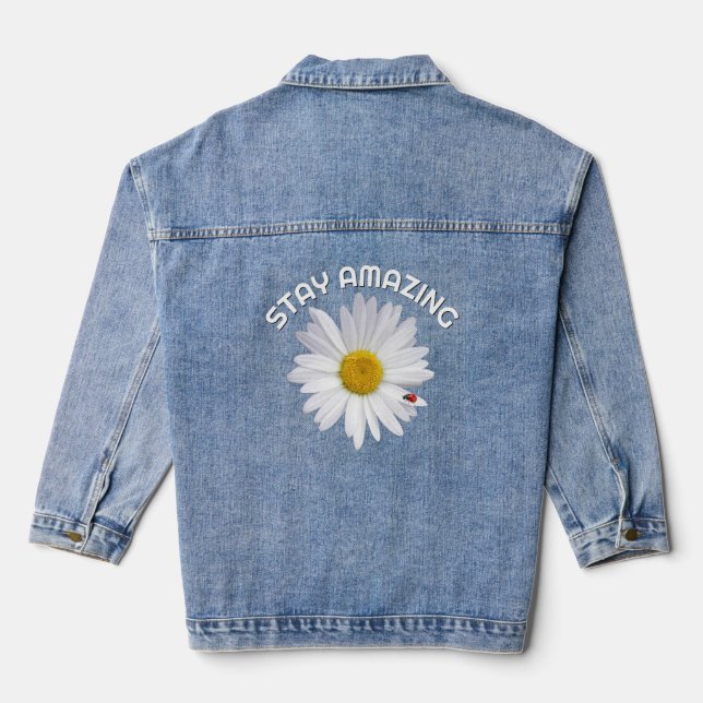 White Daisy und Lady Bug Jeansjacke (Rückseite)