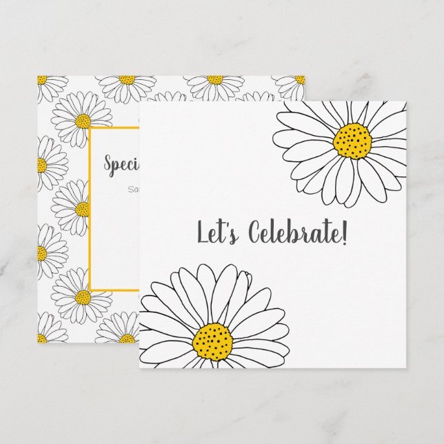 White Daisy und White Daisy Muster Einladung (Vorne/Hinten)