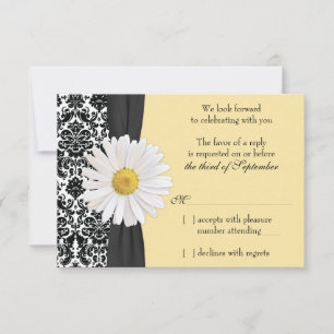 White Daisy Vintage Mariage damassé Réponse RSVP