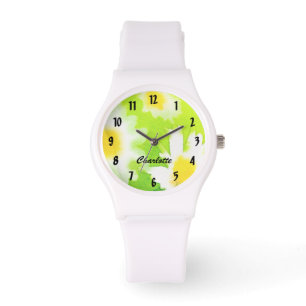 White Daisy Watch mit Personalisiertem Namen Armbanduhr