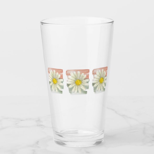 White Daisy Watercolor Glas (Vorderseite)