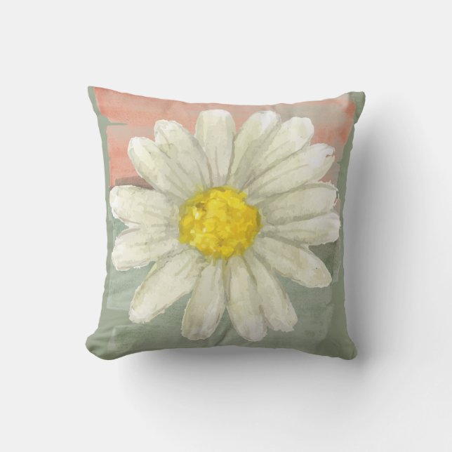 White Daisy Watercolor Kissen (Vorderseite)