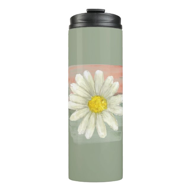 White Daisy Watercolor Thermosbecher (Vorderseite)
