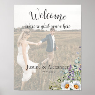 White Daisy Wedding Welcome Foto Poster