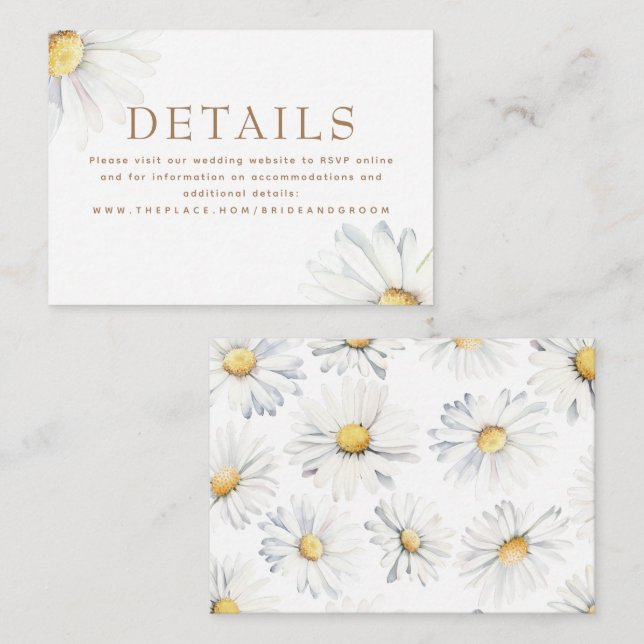 White Daisy Wildblume Elegante Kleine Details Begleitkarte (Vorne/Hinten)