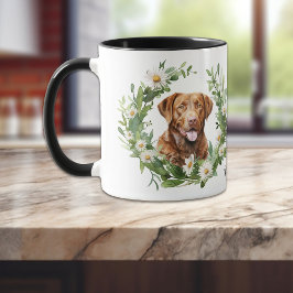 White Daisy Wreath Chesapeake Bay Retriever Dog Tasse