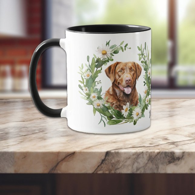 White Daisy Wreath Chesapeake Bay Retriever Dog Tasse (Von Creator hochgeladen)