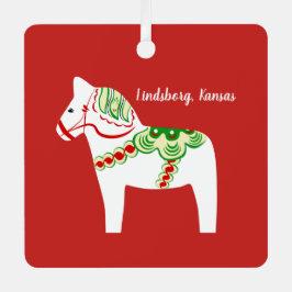 White Dala Horse Ornament Aus Metall