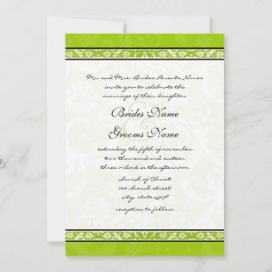 White Damask Wirbel Apple Green Wedding Einladung