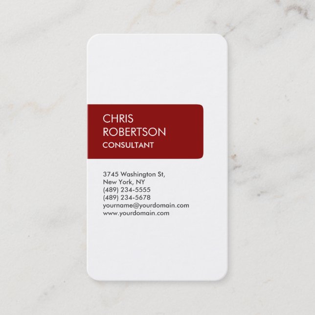 White Dark Red Attractive Charm Business Card Visitenkarte (Vorderseite)