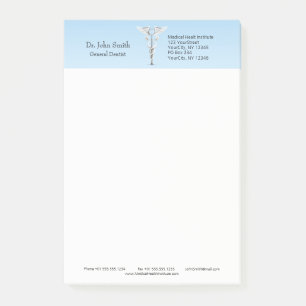 White Dental Mirror Toothbrush Caduceus Medical Post-it Klebezettel
