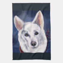 WHITE DEUTSCHE SHEPHERD GESCHIRRTUCH