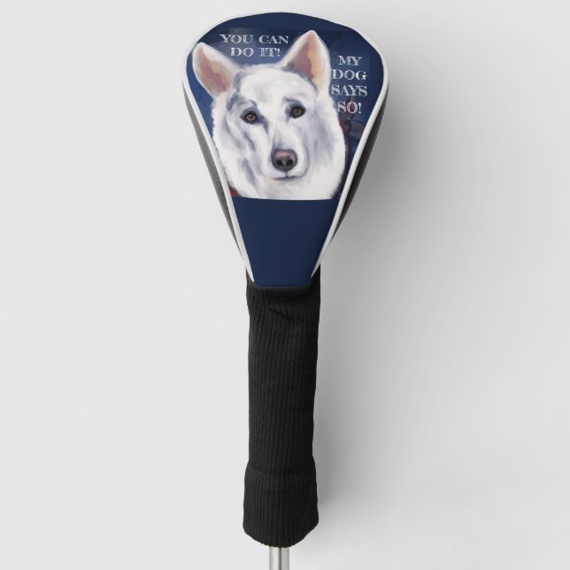 WHITE DEUTSCHE SHEPHERD GOLF HEADCOVER (Vorderseite)