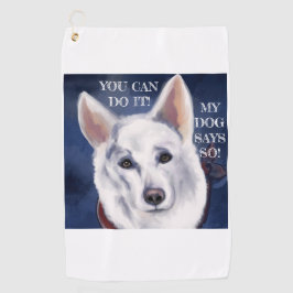 WHITE DEUTSCHE SHEPHERD GOLFHANDTUCH