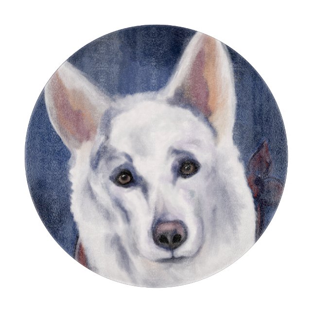 WHITE DEUTSCHE SHEPHERD SCHNEIDEBRETT (Vorderseite)