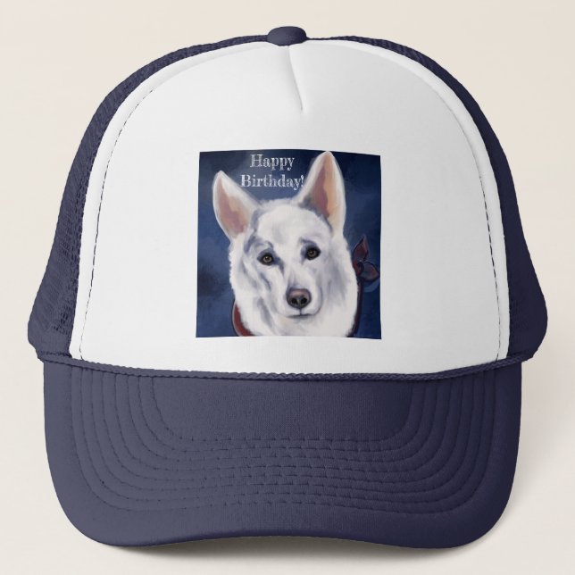 WHITE DEUTSCHE SHEPHERD TRUCKERKAPPE (Vorderseite)