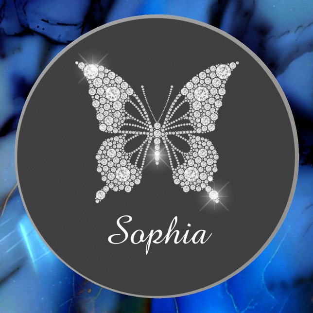 White Diamond Butterfly, DIY Script Name, Black Getränkeuntersetzer (Von Creator hochgeladen)
