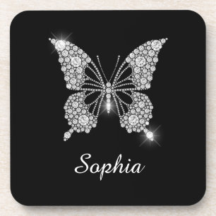 White Diamond Butterfly, Script Name, Black Getränkeuntersetzer